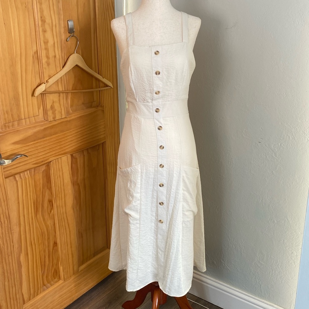 NWT Essue White Midi Dress- White- Women Sz S